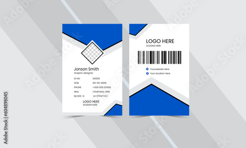 Id card design minimalist unique creative simple id card design template it's make by vertical blue color 