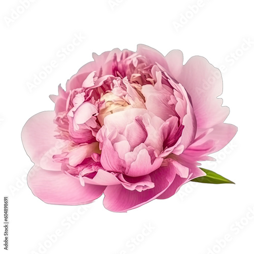 Pink peony flower on transparent background