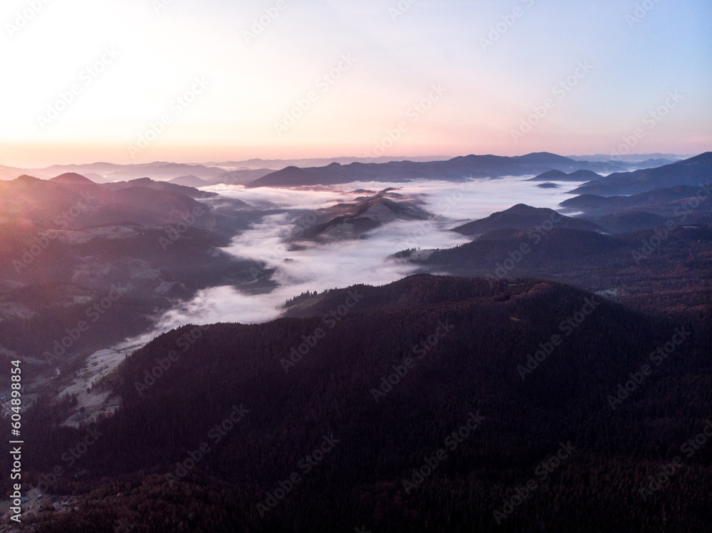 morning mist in Carpathians