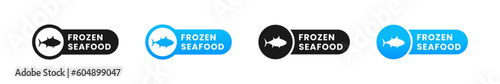 Frozen seafood label or Frozen seafood sign vector isolated in flat style. Best Frozen seafood label for product packaging design element. Simple Frozen seafood sign for packaging design element.