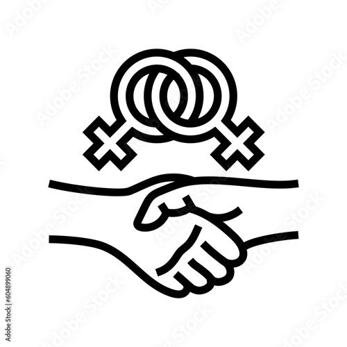 sisterhood support feminism woman line icon vector. sisterhood support feminism woman sign. isolated contour symbol black illustration