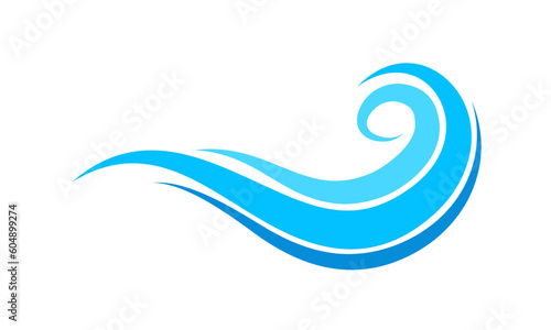 Abstract Blue Wave Wind Water Flow Vector Element Logo Editable Stroke Line Swirl Roll Liquid. Sea Ocean Beach Swimming Pool Summer Business Normal Simple Minimal Style © Suttiporn