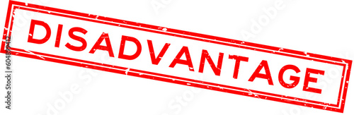 Grunge red disadvantage word square rubber stamp in white background