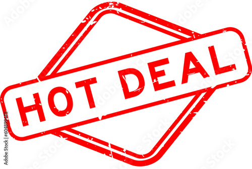 Grunge red hot deal word rubber seal stamp on white background
