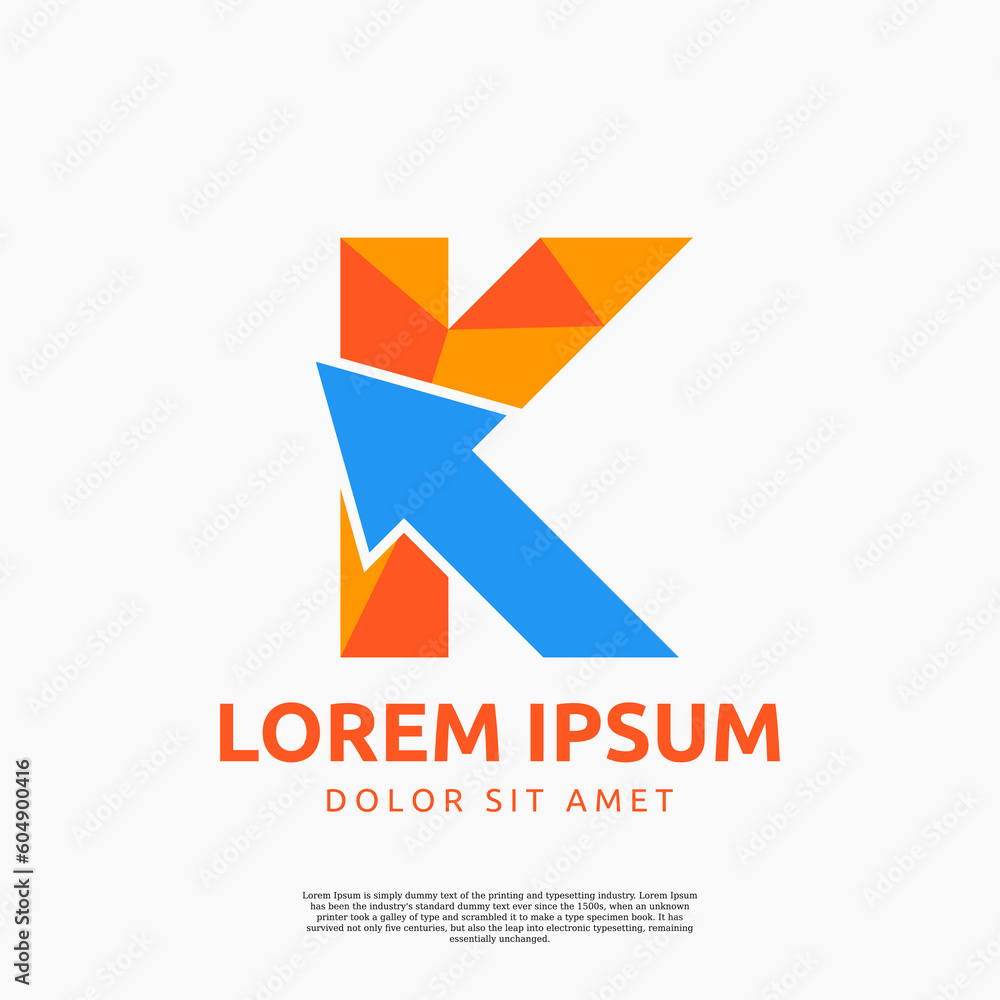 Letter K arrow logo design inspiration, usable for brand and company logos vector Letter K arrow logo design inspiration, usable for brand and company logos vector