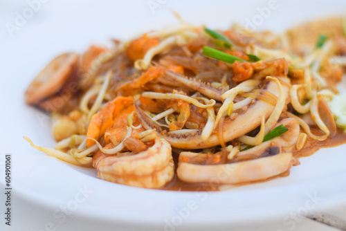 Thai stir-fried rice noodles with shrimp (Pad Thai)