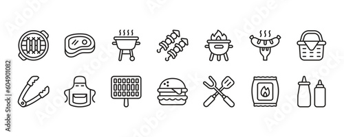 Grilling icon set. Vector graphic illustration.