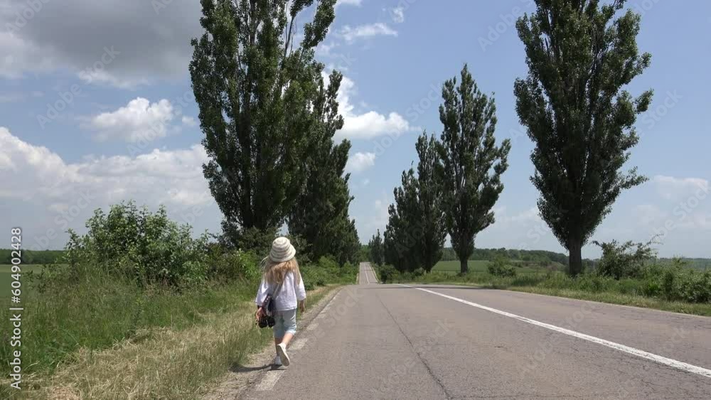 POV Little Girl Walking Road, Traffic, Runaway Unhappy Sad Child, Kid on Street POV Little Girl Walking Road, Traffic, Runaway Unhappy Sad Child, Kid on Street