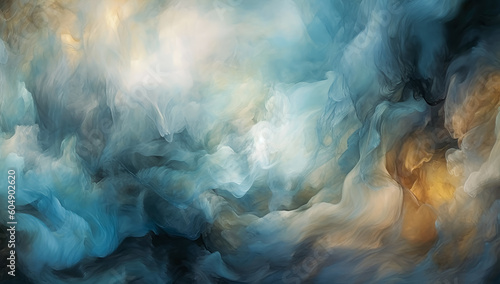 Abstract paint texture marble wedding floor, light gold and dark azure. Generative Ai Illustration.