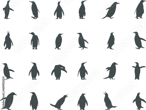 Penguins silhouette, Penguin clipart, Penguin SVG, Penguin vector illustration.