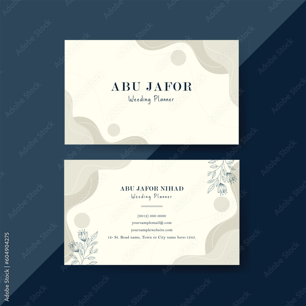 Floral Wedding Planner Business Card Design Template, Vintage Wedding Invitation Template, Classic Wedding Agent Business Card