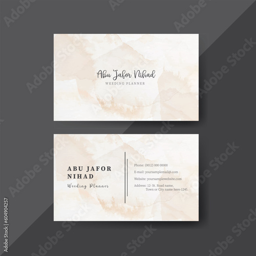 Watercolor Minimalist Buisiness Card Design With Watercolor Effect, Minimalist Business Card Design template