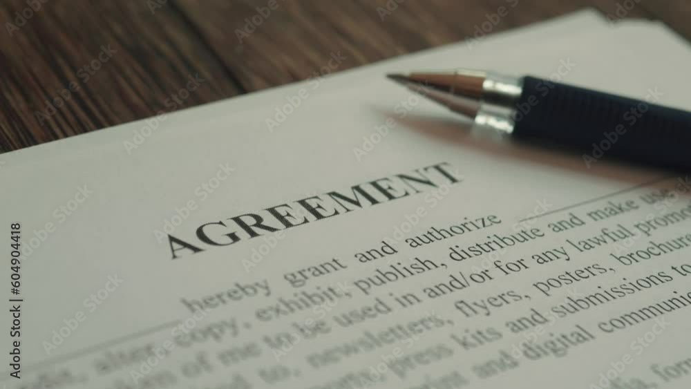 Agreement lying on the table. Agreement lying on the table.