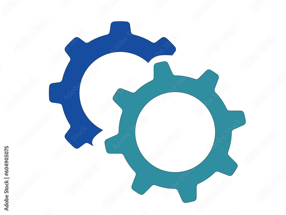 Cyan And Blue Gears toolbar icon. Vector pictogram style is a flat bicolor symbol on chess transparent background.Soft Blue Gears interface icon.