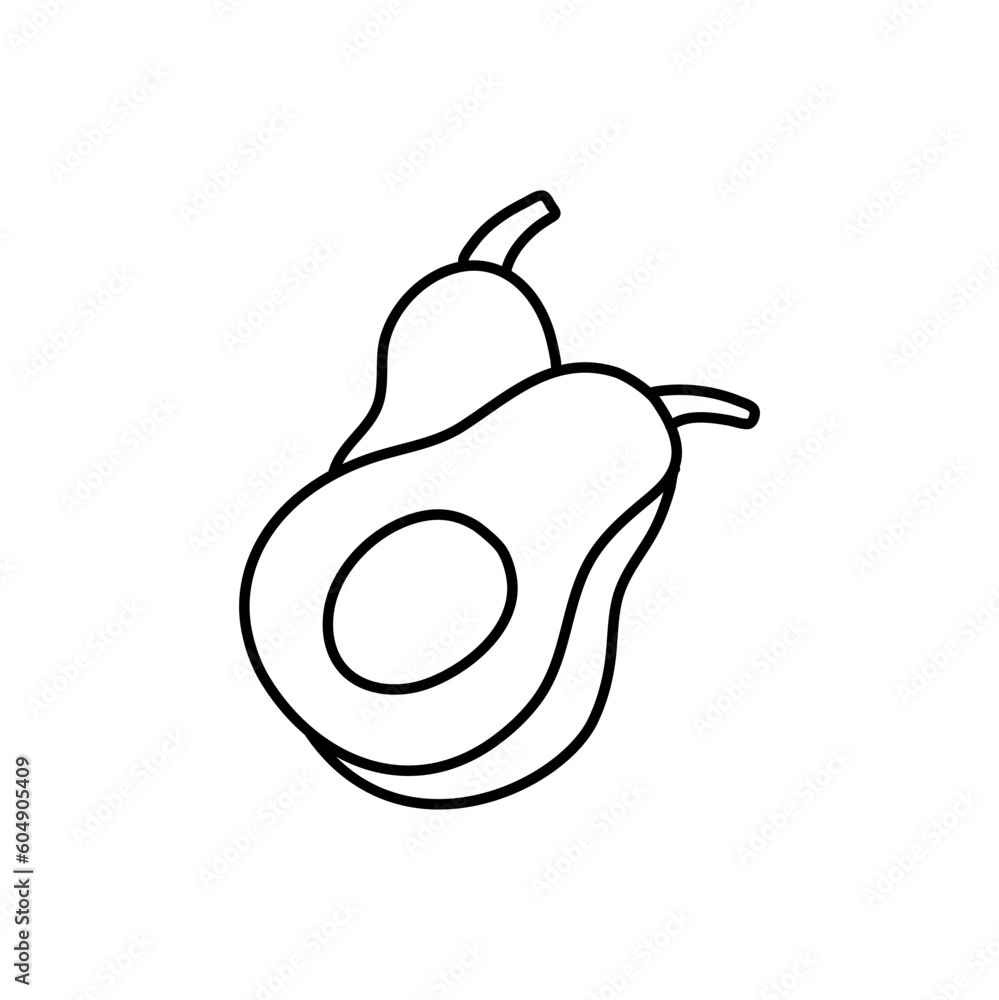 avocado doodle icon. Avocado vector illustration with black hand drawn style isolated on white background avocado doodle icon. Avocado vector illustration with black hand drawn style isolated on white background