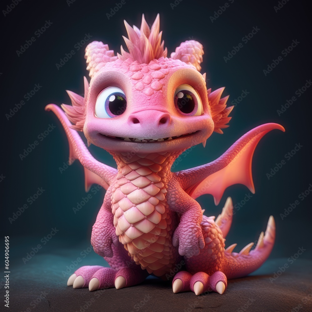 little friendly dragon character concept, ai tools generated image
