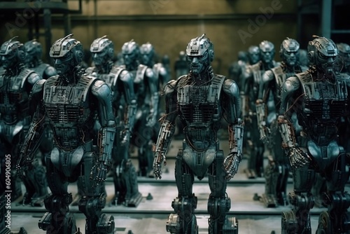 An army of robot soldiers. 