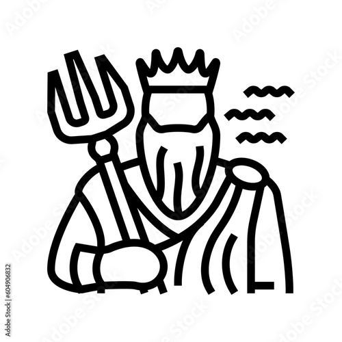 poseidon greek god mythology line icon vector. poseidon greek god mythology sign. isolated contour symbol black illustration