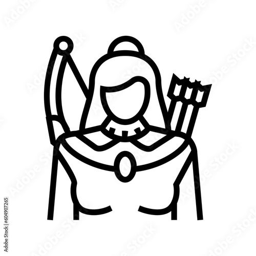 artemis greek god ancient line icon vector. artemis greek god ancient sign. isolated contour symbol black illustration