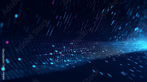 Digital background with movement of glowing particles, Complex technologies of big data