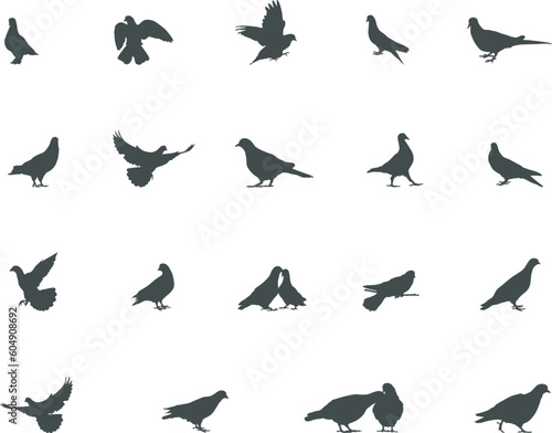 Dove silhouette, Flying dove silhouette, Bird silhouettes, Dove SVG, Dove clipart. © DesignLands 