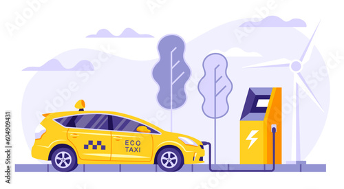 Taxi service. Online ordering taxi car, rent and sharing using service mobile application. Smartphone with route and points location on a city map on the urban landscape