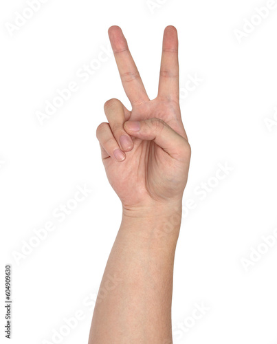 victory hand sign isolated with clipping path