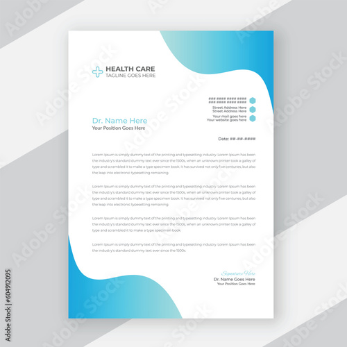 Modern medical doctor healthcare service letterhead design template