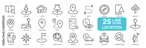 Loaction thin line icons. Editable stroke. For website marketing design, logo, app, template, ui, etc. Vector illustration.
