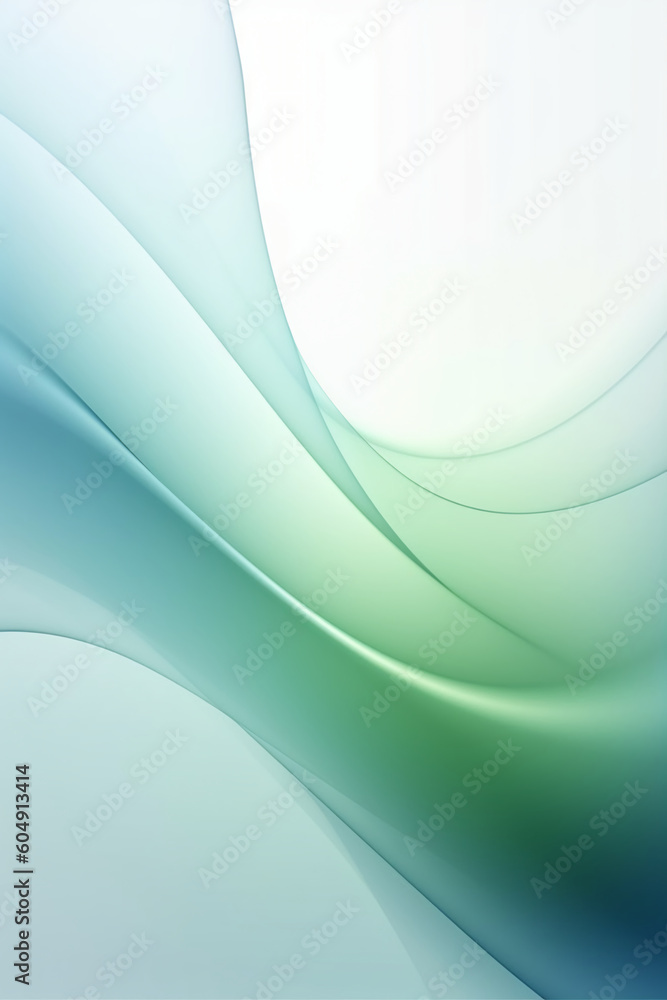 A transparent soft blue and moss green wave against a white pastel background. AI generative A transparent soft blue and moss green wave against a white pastel background. AI generative