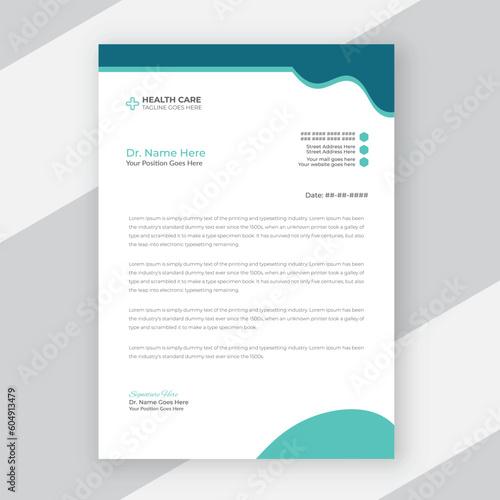Modern medical or hospital letterhead template design