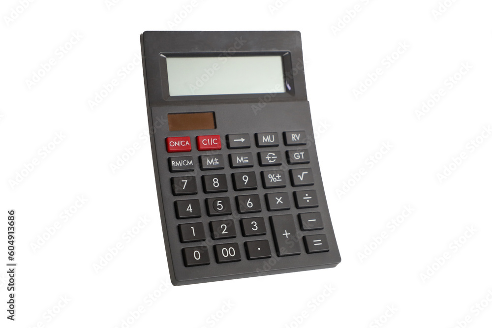 Black and plastic calculator, isolated png background, Digital calculator. Black and plastic calculator, isolated png background, Digital calculator.