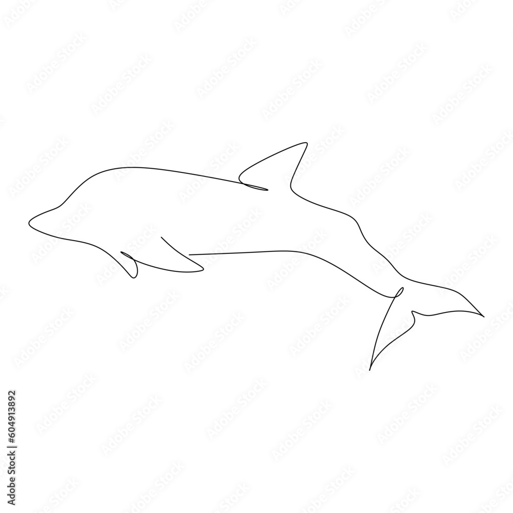 Fototapeta premium continuous line drawing of a dolphin on a white background. Vector illustration