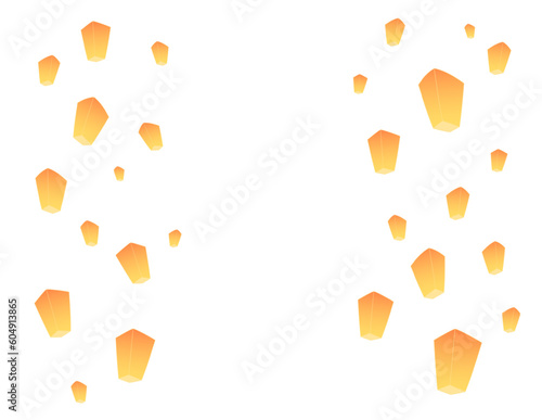 Mid Autumn Festival flying lanterns illustration. Asian style modern flat vector design. Chinese holiday tradition, decor elements. Concept for background, backdrop, banner, card, poster