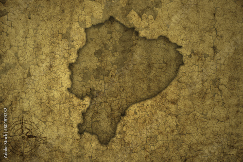 map of ecuador on a old vintage crack paper background .