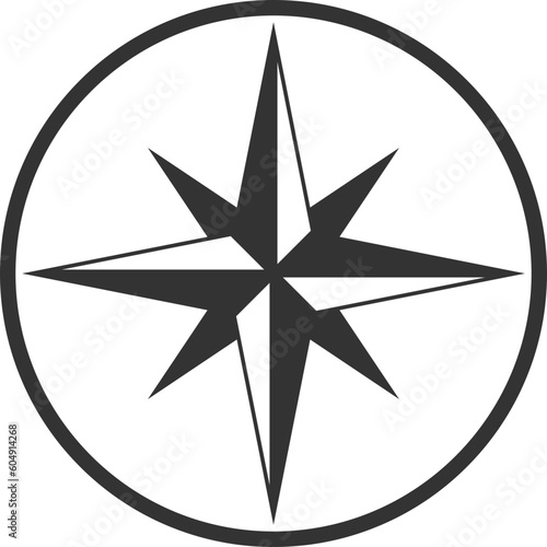 Compass icon vector. Wind rose star navigation.