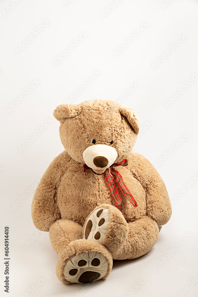 Osito de peluche grande sentado sobre fondo blanco. Osito de peluche grande sentado sobre fondo blanco.