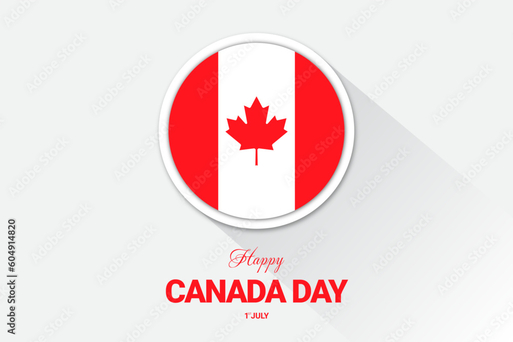 Happy Canada Day background design with red maple leaf.  vector illustration for greeting card, decoration and covering.