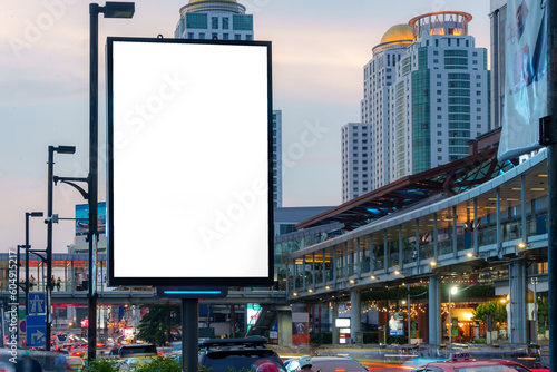 Big Blank billboard with copy space for your text message or content in center of city.