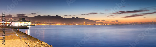 Panoramic view of Izmir city - third biggest megapolis in Turkey after sunset. Places for life and real estate in Turkiye