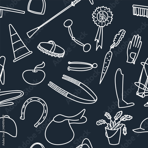 Seamless pattern with equestrian attributes