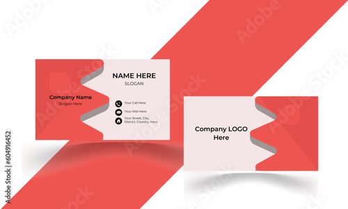 Front and Back View of Business Card or Visiting Card Design Set