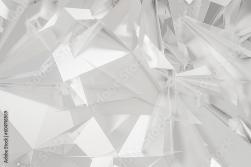 3D white and gray polygonal abstract broken glass on white background. illustration 3D geometric minimalist style concept.