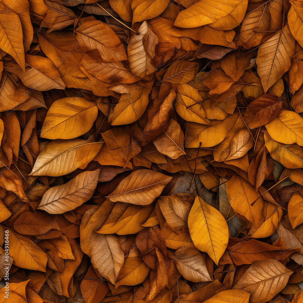 Fototapeta premium Autumn fallen leaves seamless pattern [Generative AI]