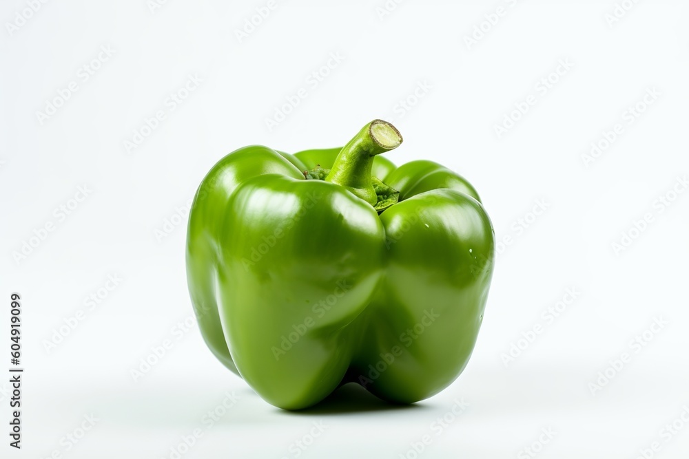 Green bell peppers on a white background from generative ai Green bell peppers on a white background from generative ai