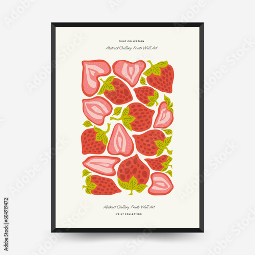 Abstract fruits posters template. Modern trendy Matisse minimal style. Exotic Healthy Food. Hand drawn design for wallpaper, wall decor, print, postcard, cover, template, banner.