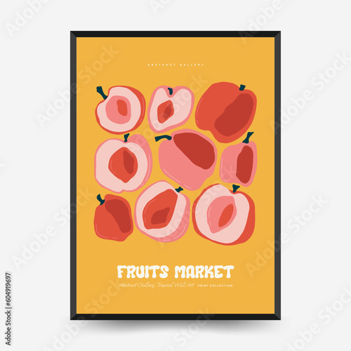 Abstract fruits posters template. Modern trendy Matisse minimal style. Exotic Healthy Food. Hand drawn design for wallpaper, wall decor, print, postcard, cover, template, banner.