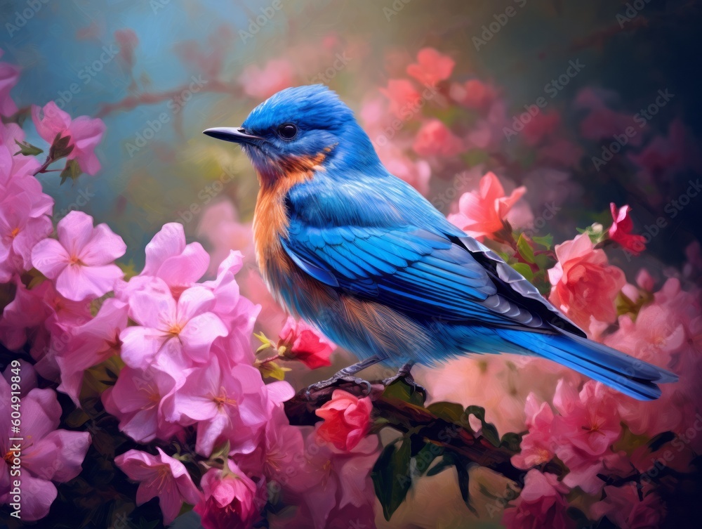 Stunning Blue Bird created with Generative AI Technology, ai, generative Stunning Blue Bird created with Generative AI Technology, ai, generative