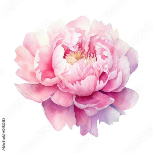 Watercolor Peony flower  summer floral blossom  Generative AI  png image.