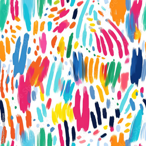 Colorful ink splashes, stains and brush strokes on white - seamless repeat pattern [Generative AI] 